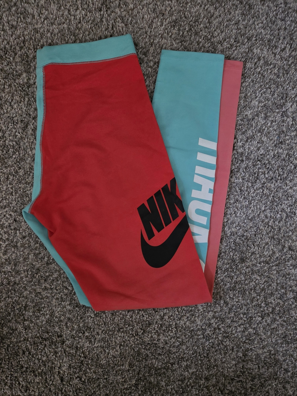 Nike Womens' Red & Teal Athletic Leggings